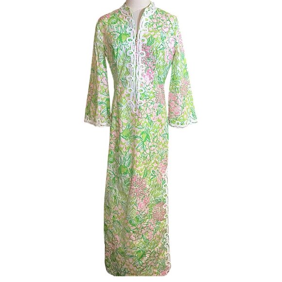 Lilly Pulitzer Shealyn Maxi Caftan in Fauna Green/Lime Feeling Good NWT - Size 4 - Picture 8 of 10